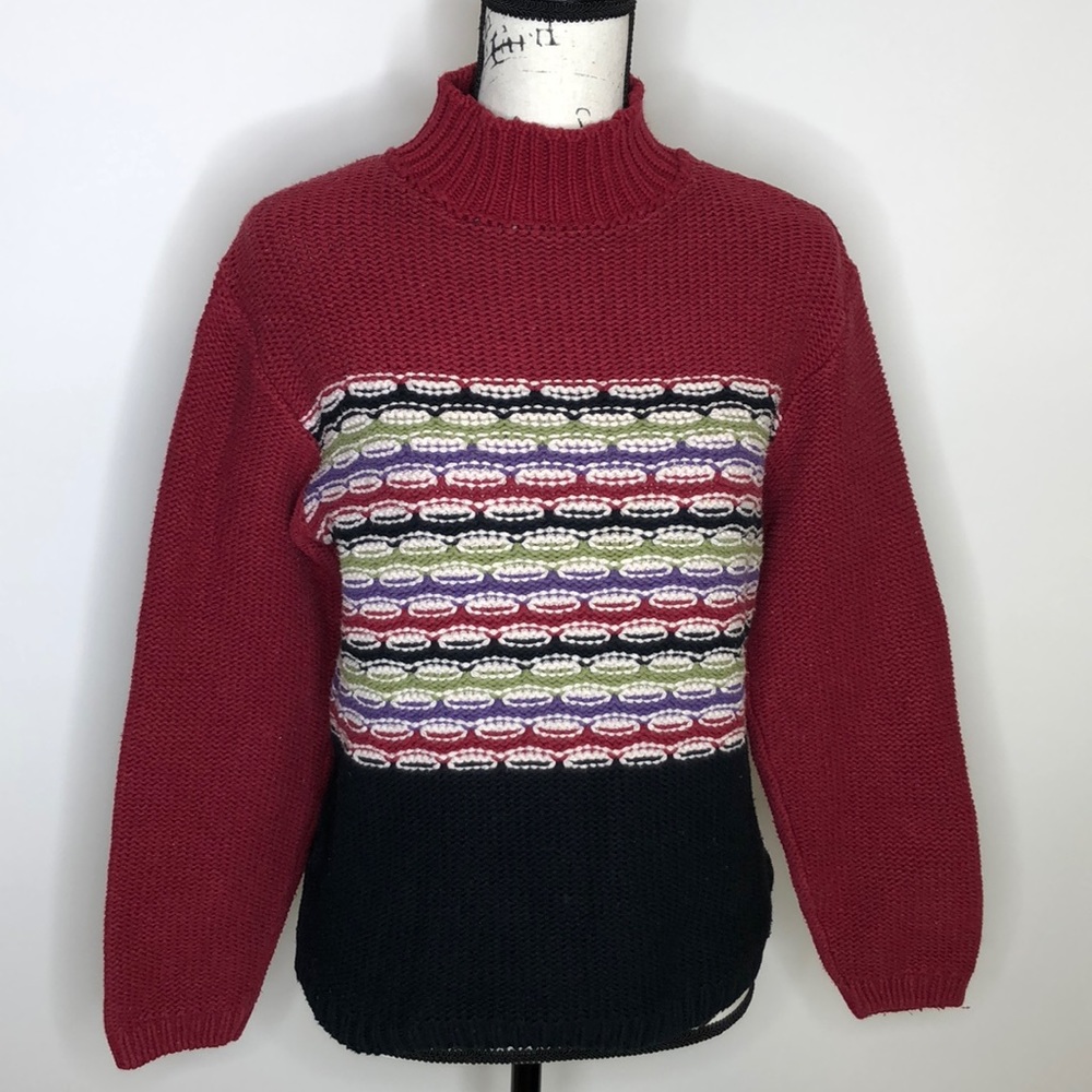 Cotton Country Mock Turtleneck Knit Sweater medium